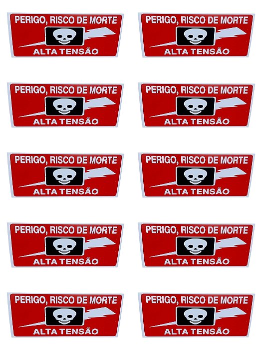 kit 10 Placa Sinalização PERIGO,RISCO DE MORTE ALTA TENSÃO