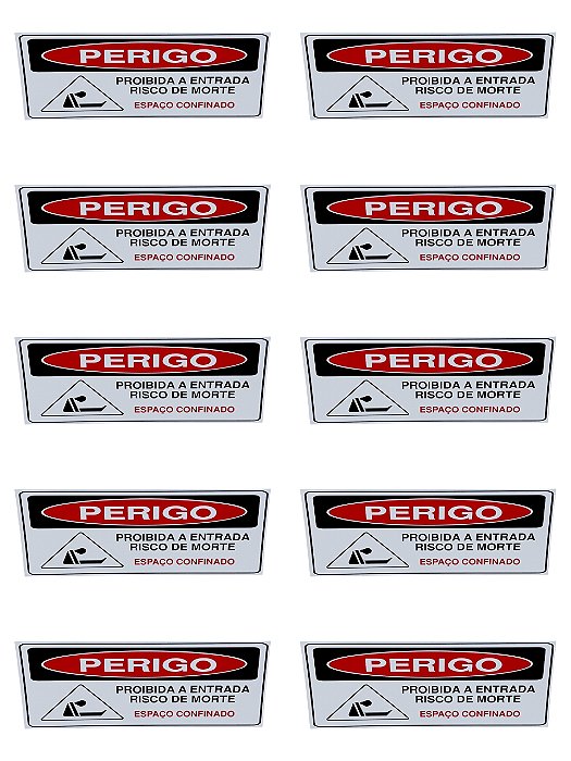 KIT 10 Placa Sinalização PROIBIDO A ENTRADA RISCO DE MORTE