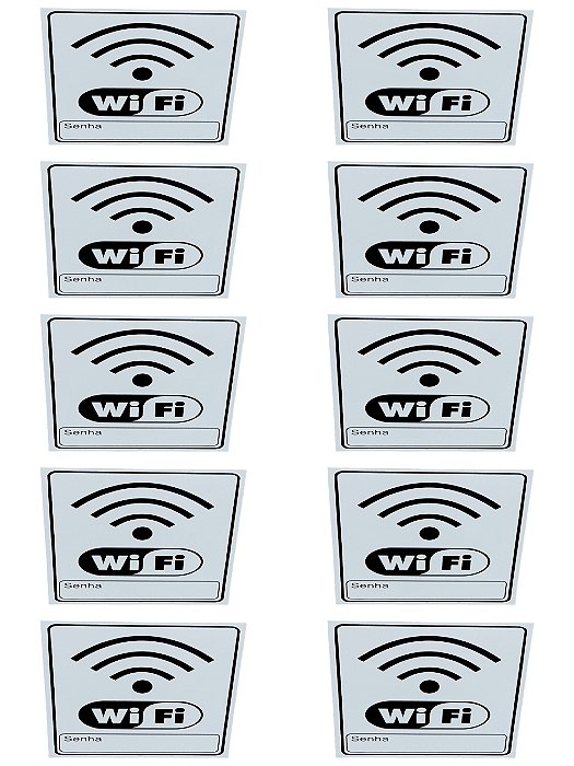 KIT COMBO 10 Placa de Sinalização WI FI 15x20cm SENHA BRANCO