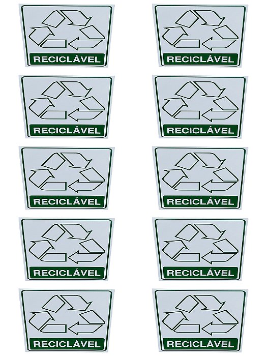 KIT 10 Placa adesiva Sinalização lixo reciclavel adesivo