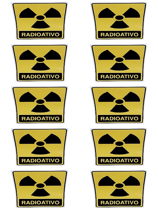 kit 10 Placa adesiva Sinalização lixo radioativo adesivo