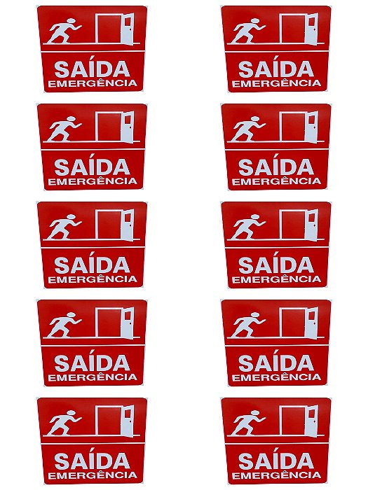 KIT COMBO 10 Placa Sinalização SAIDA DE EMERGENCIA