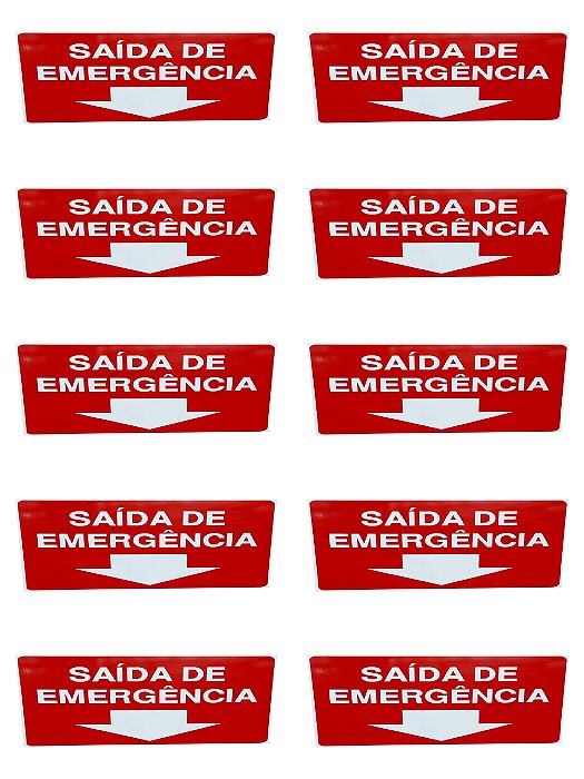 KIT COMBO 10 Placa Sinalização SAIDA DE EMERGENCIA 20X30 CM