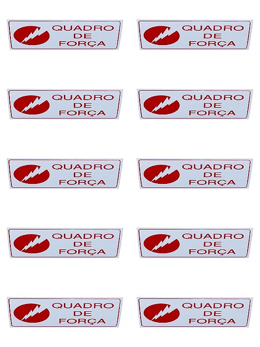 KIT COMBO 10 Placa de Sinalização quadro de força 10x20 cm