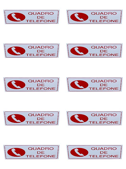 KIT COMBO 10 Placa de Sinalização quadro de TELEFONE 10x20