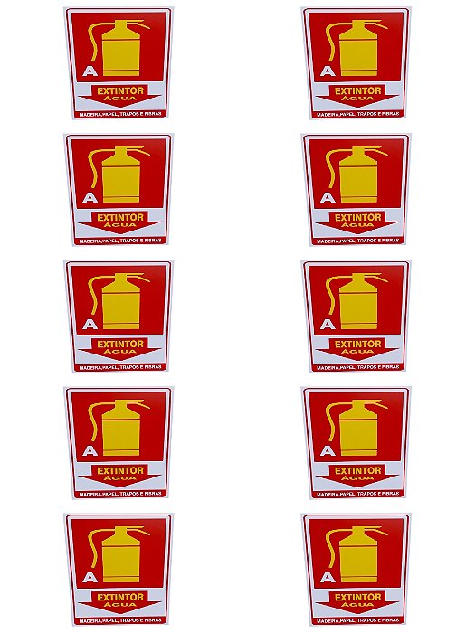 KIT COMBO 10 Placa de Sinalização extintor agua A 15x30 CM