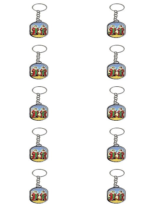 KIT COMBO 10 Chaveiro SANTO Chapa São Cosme e Damião COLORID