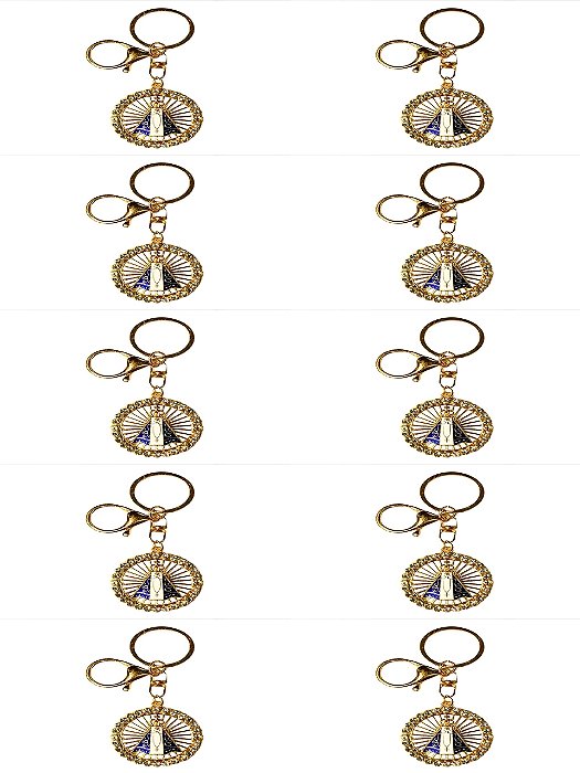 10 CHAVEIROS MOSQUETÃO DOURADO CÍRCULO APARECIDA STRASS sant