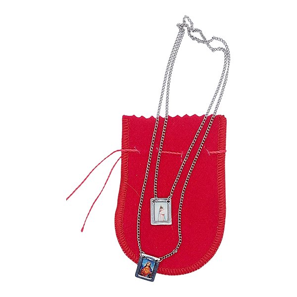 ESCAPULÁRIO colar INOX SAGRADO CORAÇÃO JESUS E NSA DA PENHA