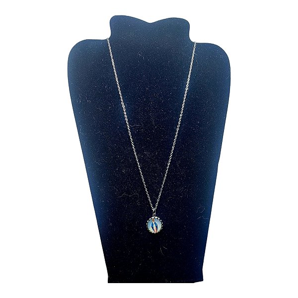 colar CORRENTE INOX MEDALHA RESINADA NOSSA SENHORA DAS GRAÇA