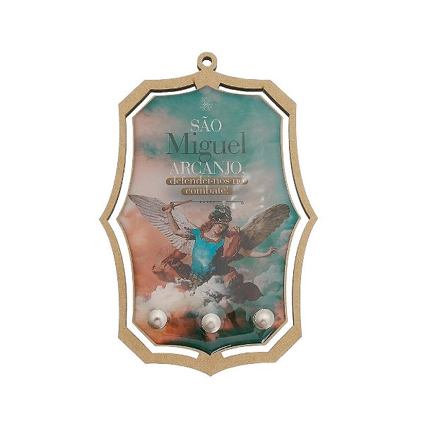Porta Chave em Resina de São Miguel Arcanjo 17X11 DEFENDEI