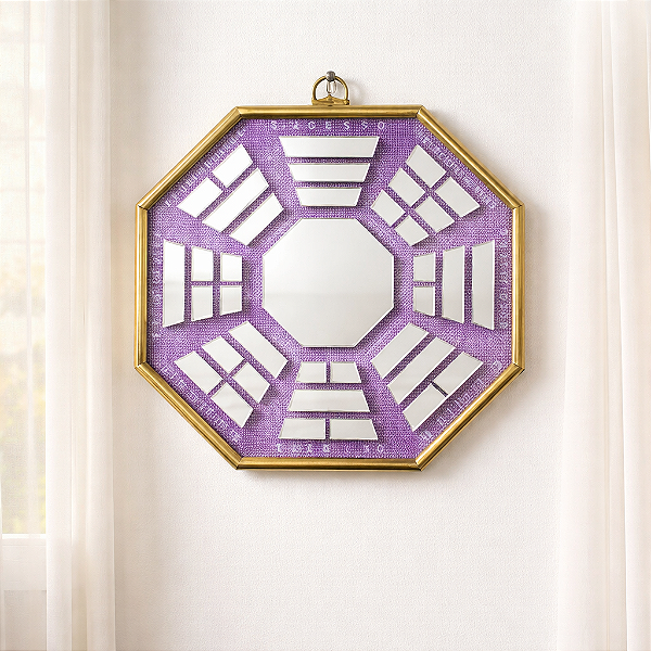 Quadro Feng Shui Baguá Espelhado TALISMÃ roxo 14 CM