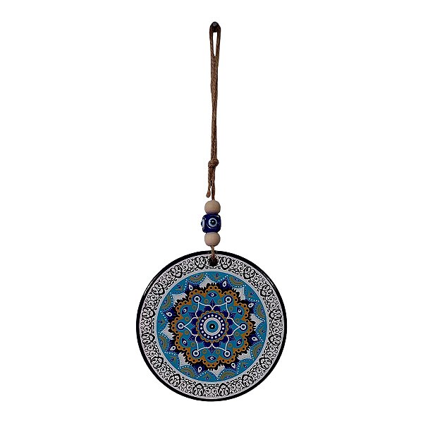 Mandala Porcelana Olho Grego proteção parede amuleto 25 CM