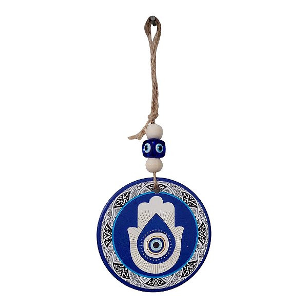 Mandala Porcelana Olho Grego Mão Hamsá proteção amuleto 20CM