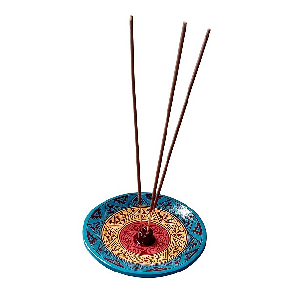 Incensário de cerâmica Peruano 2 CORES 14 cm para 3 incenso