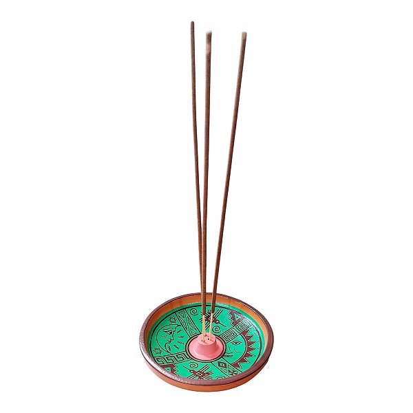 Incensário de cerâmica Peruano VERDE 11 cm para 3 incenso