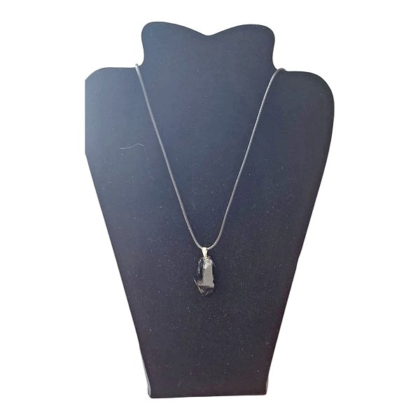 Colar cordão Pedra Bruta Obsidiana Negra escudo proteção