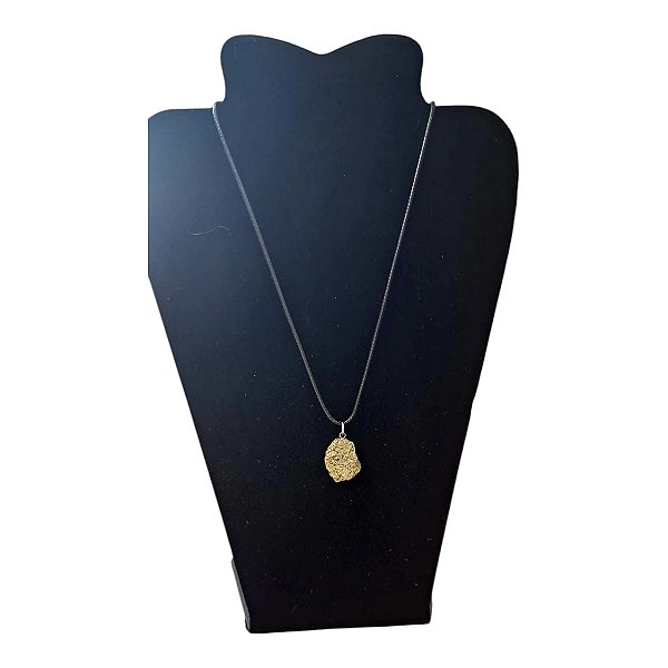 Colar cordão Pedra Bruta Pirita prosperidade riqueza Proteçã