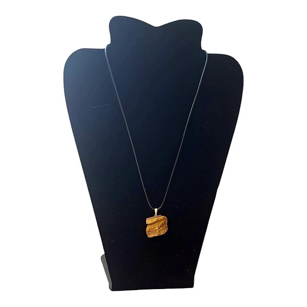 Colar Pedra Bruta Olho de Tigre protetora inveja confiança