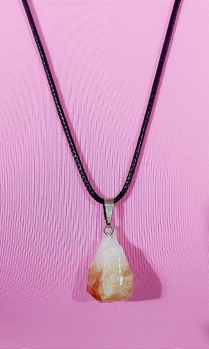 Colar Pedra Bruta Citrino Queimado abundância prosperidade