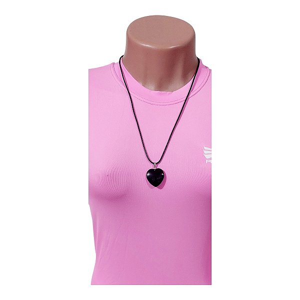 Colar cordão pedra Coração Ônix afastar energias negativas