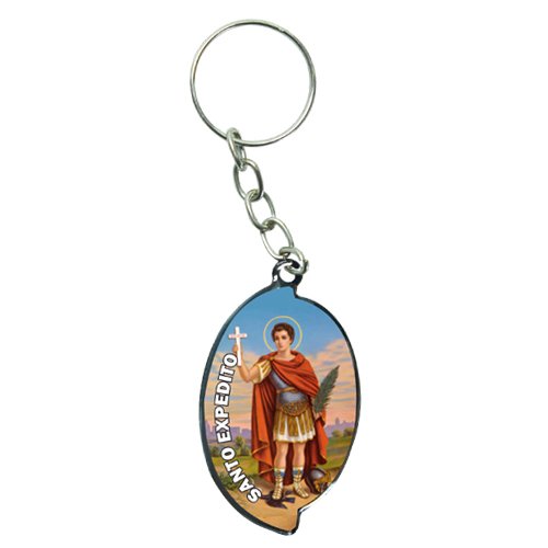 Chaveiro Chapa Oval Aba Santo Expedito SANTO PRESENTE SANTA