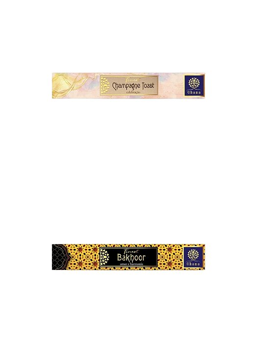 kit 2 caixa INCENSO OHANA FINEST Champagne Toast e BAKHOOR