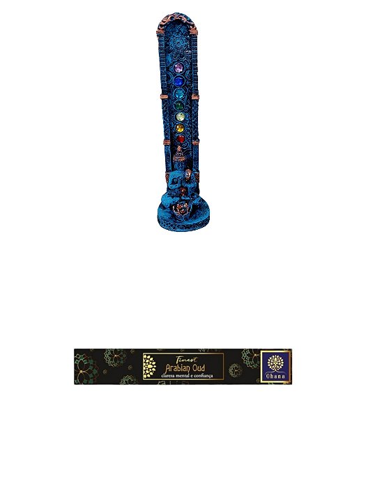 KIT Incensário 7 Chakras Buda 1 CX INCENSO OHANA ARABIAN OUD