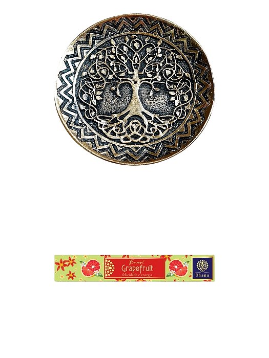 KIT INCENSARIO REDONDO ÁRVORE + INCENSO OHANA GRAPEFRUIT