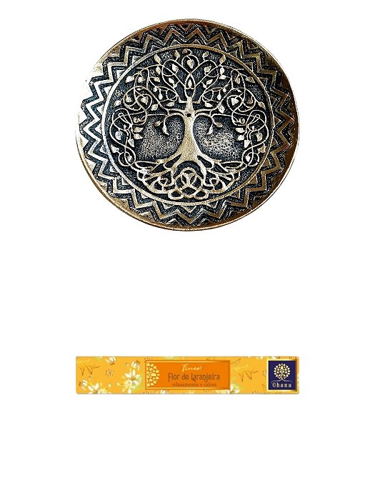 KIT INCENSARIO REDONDO ÁRVORE+ INCENSO OHANA FLOR LARANJEIRA