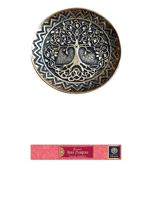 KIT INCENSARIO REDONDO ÁRVORE + INCENSO OHANA ROSA MUSGOSA
