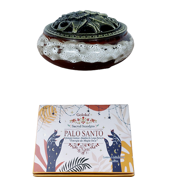 INCENSARIO TURÍBULO MESCLADO Porcelana +DEFUMADOR PALO SANTO