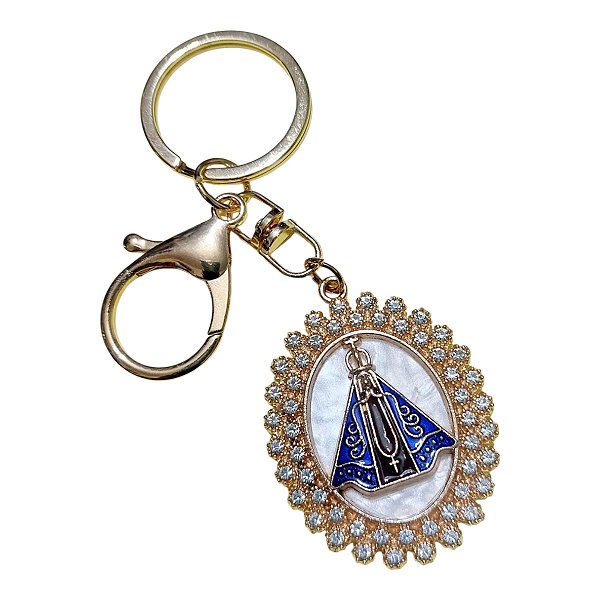 CHAVEIRO RELIGIOSO NOSSA SENHORA APARECIDA STRASS PEDRA