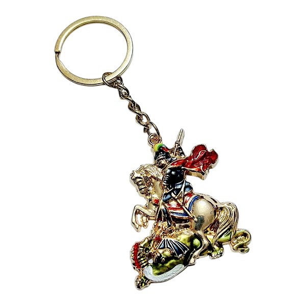 Chaveiro religioso dourado são Jorge guereiro santo