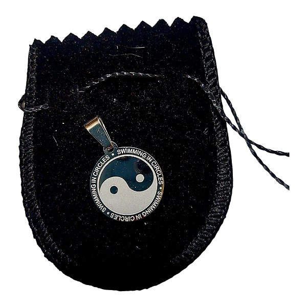 Pingente medalha Aço Inox Yin Yang 2 CM PRATA equilíbrio