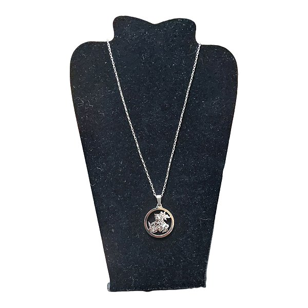 COLAR corrente AÇO INOX 60 CM medalha são jorge guerreiro