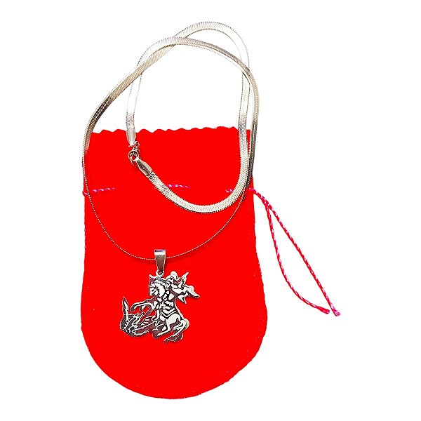 COLAR corrente AÇO INOX Snake medalha são jorge guerreiro