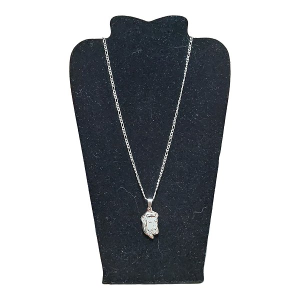 COLAR CORRENTE AÇO INOX FÍGARO 70 cm fase ROSTO JESUS cristo