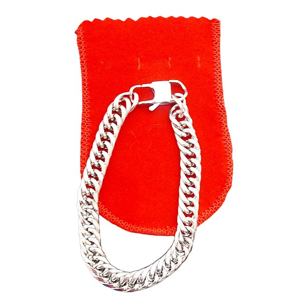 Pulseira Aço Inox Grumet Dupla masculina 10x4 mm grossa 22cm