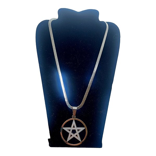 Corrente cordão Aço Inox Snake Serpente Pentagrama estrela