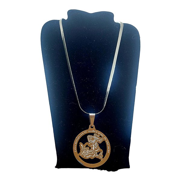 Corrente colar Aço Inox Snake Serpente são jorge guerreiro