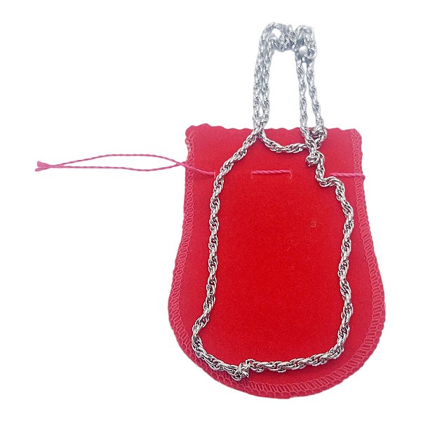 Corrente Cordão Trançado Indiano Aço inox Cirúrgico 3mmx60cm