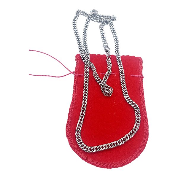 Corrente cordão Aço Inox 316L Grumet Dupla Chanfrada 60cm