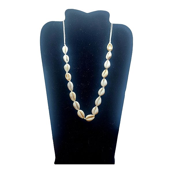 Colar Choker Búzios Natural Cordão BRANCO Concha PRAIA