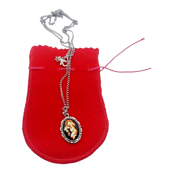 colar CORRENTE INOX MEDALHA RESINADA são jose santo santa