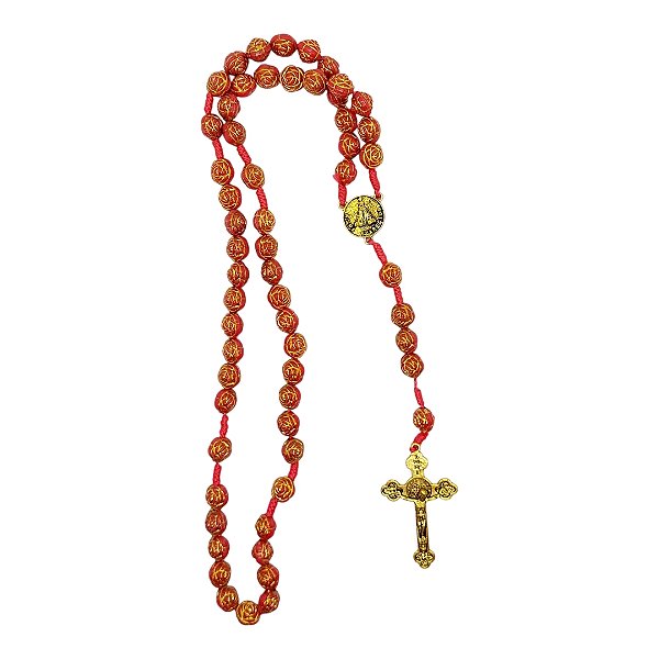 Terço FLORZINHA Nossa Senhora Aparecida contas 10mm VERMELHO