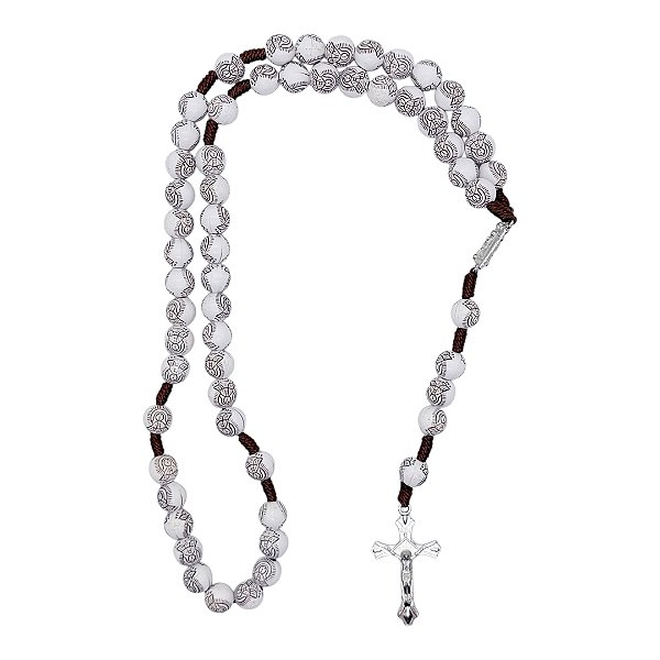 TERÇO branco NOSSA SENHORA APARECIDA contas 10 MM santinha