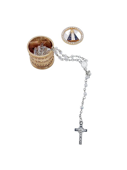 TERÇO colar PESCOÇO NOSSA SENHORA APARECIDA NO RELICÁRIO