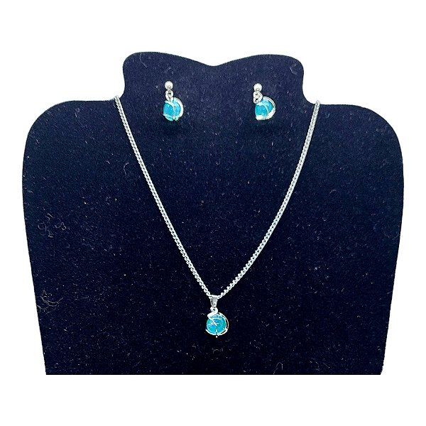 Colar Brinco Feminino CHOKER Aço Inox Pérola ESPIRAL VERDE