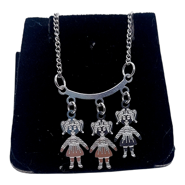 Colar CHOKER AÇO INOX Mamãe Mãe 3 FilhAS MeninAS Canga PRATA